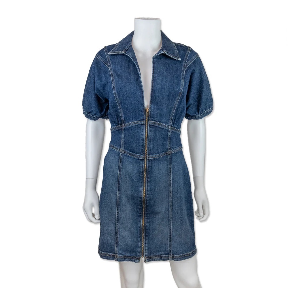 Ramy Brook Dark Blue Denim Zip-Front Mini Dress - Picture 7 of 7